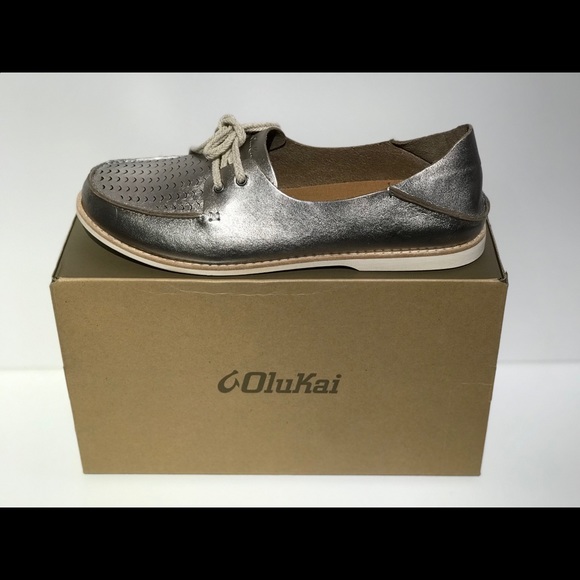 OluKai Shoes - Olukai Boat Shoe Metallic Silver